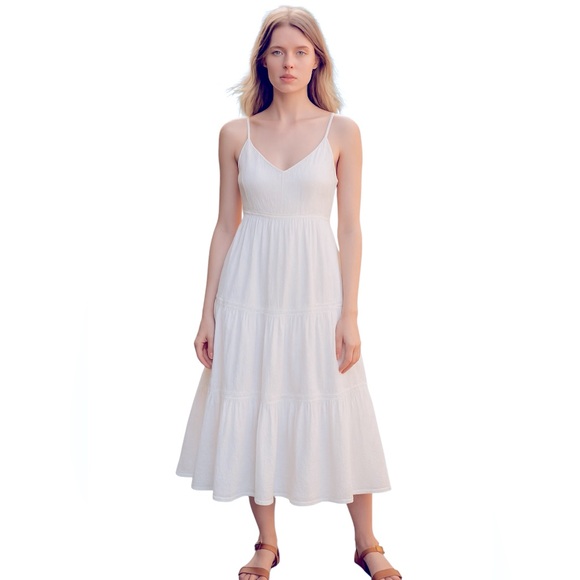JOIE Women’s Boho White Lace Trim Spaghetti Strap Maxi Dress Large - Picture 1 of 6